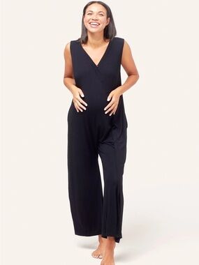 NOM Everyday Maternity Black Sleeveless Jumpsuit - S